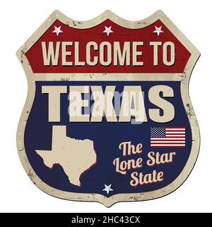 Welcome to Texas vintage rusty metal sign on a white background, vector illustration Stock Vector
