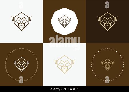 Minimal line versatile animal circle badge design Stock Vector