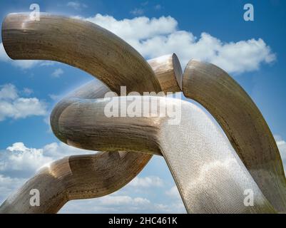 "Berlin" sculpture, 1987, by Brigitte and Martin Matschinsky-Denninghoff, Berlin, addressing the division of the city. Stock Photo