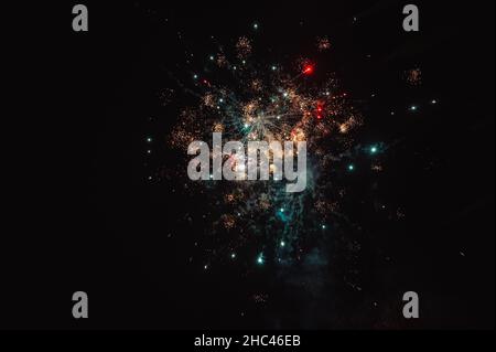 Scenic view of colorful fireworks in the night sky Stock Photo