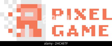Minimalist design PIXEL GAME playing logo design Stock Vector