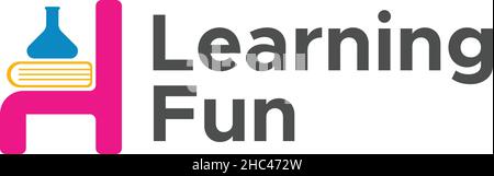 Modern colorful LEARNING FUN happy logo design Stock Vector