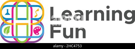 Modern colorful LEARNING FUN happy logo design Stock Vector
