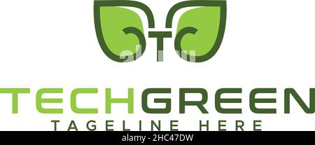 Modern design TECH GREEN future leaf logo design Stock Vector