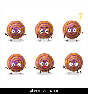 Cartoon character of orange spiral gummy candy with what expression. Vector illustration Stock Vector