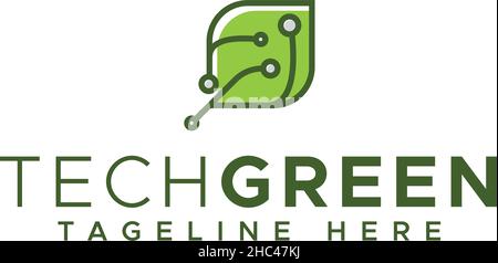Modern design TECH GREEN future leaf logo design Stock Vector