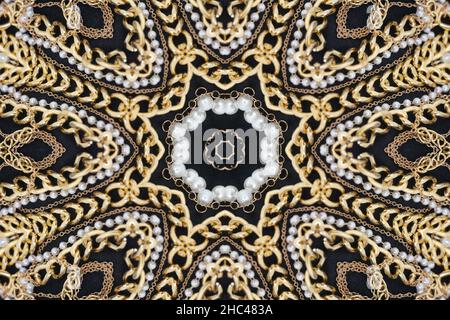 Abstract Golden Forms mandala Pattern, coming from a fractal design. Esoteric seamless background. Stock Photo