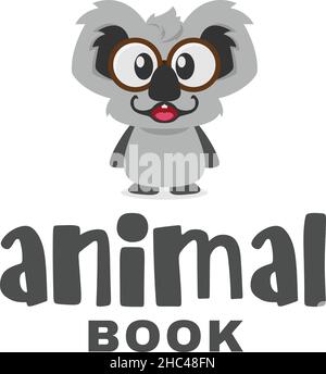 Flat colorful ANIMAL BOOK coal cute logo design Stock Vector