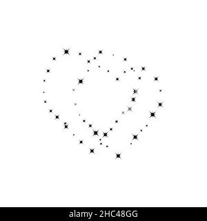 Fireworks star random flow source in the form of two hearts.  Stars on a white background. Vector illustration. Stock Vector