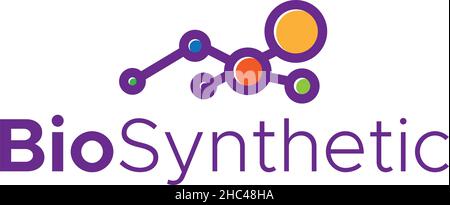 Flat colorful BIO SYNTHETIC chemistry logo design Stock Vector