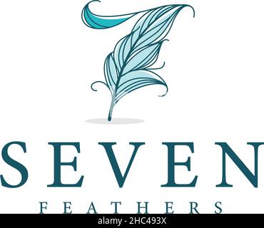 Modern design SEVEN FEATHERS leaf logo design Stock Vector