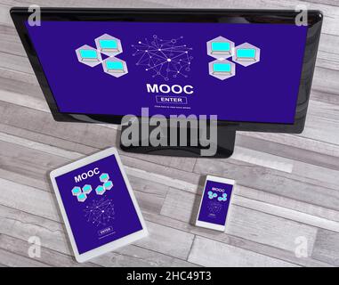 Mooc concept shown on different information technology devices Stock Photo