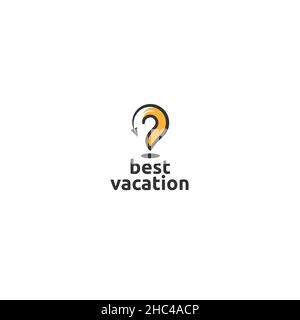 Flat colorful BEST VACATION funny logo design Stock Vector