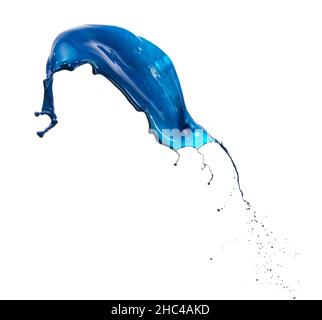 Splashes of blue, navy color paint isolated on white background with copy space for ad, text, design Stock Photo