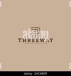 Minimalist flat design THREEWAY exit logo design Stock Vector