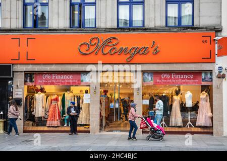 Monga's shop front, Southall High Street, people, stores and shops in Southall, London, UK Stock Photo