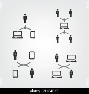 Networks, Connections: Social, Business, Technology Icons Stock Vector