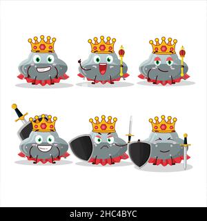 A Charismatic King UFO gray gummy candy cartoon character wearing a gold crown. Vector illustration Stock Vector