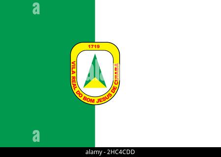 Top view of flag Cuiaba, Brazil. Brazilian patriot and travel concept. no flagpole. Plane design, layout. Flag background Stock Photo