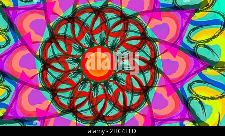 Multicolor mandala abstract illustration high resolution background Stock Photo