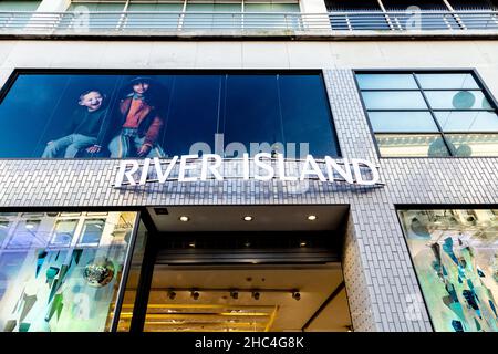 Facade of the River Island clothing store on Oxford Street, London, UK Stock Photo