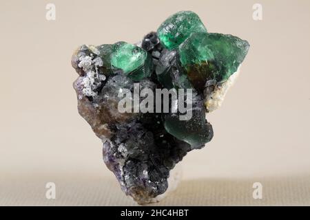 fluorite mineral specimen stone rock geology gem crystal Stock Photo