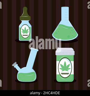 icons medical cannabis alternative Stock Vector