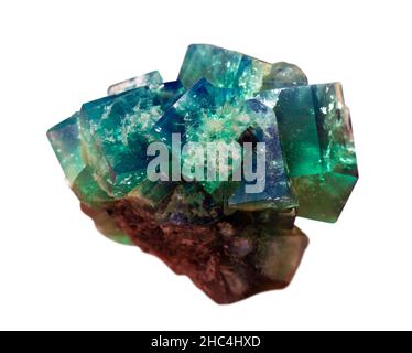 fluorite mineral specimen stone rock geology gem crystal Stock Photo