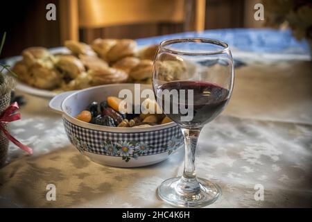 Traditional Orthodox Christmas eve table setup Stock Photo