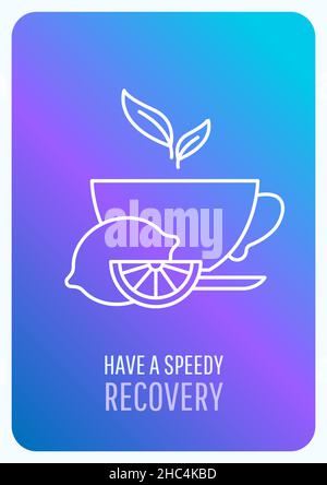 Have quick recovery blue gradient postcard with linear glyph icon Stock Vector