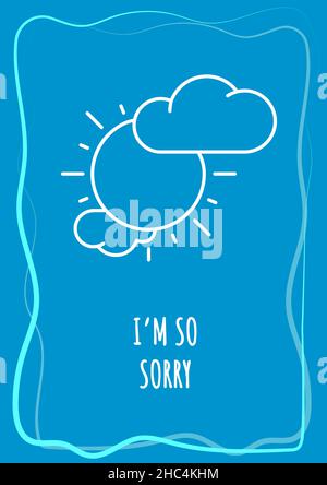 I am so sorry blue postcard with linear glyph icon Stock Vector
