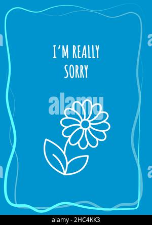 I am really sorry blue postcard with linear glyph icon Stock Vector