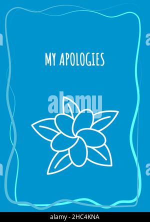 My apologies blue postcard with linear glyph icon Stock Vector