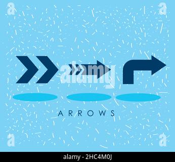 set of three blue arrows Stock Vector