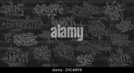 Dark Black Seamless Abstract Hip Hop Street Art Graffiti Style Urban ...