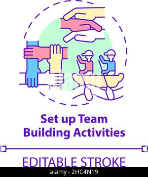 Set up team building activities concept icon Stock Vector