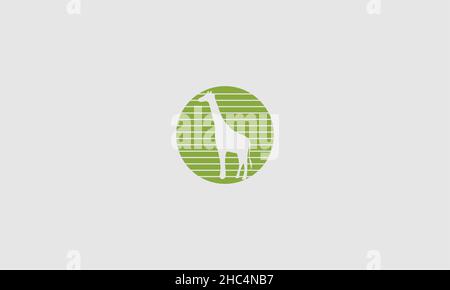 Vector minimalistic negative space Giraffe in a circle Icon. Stock Vector