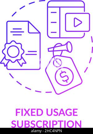 Fixed usage subscription purple gradient concept icon Stock Vector
