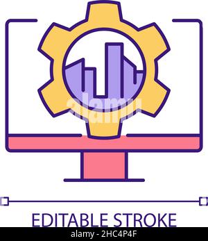 Virtual reality in urban planning RGB color icon Stock Vector