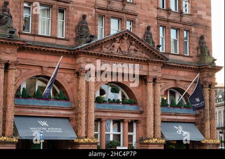 Edinburgh, Scotland- Nov 21, 2021:  The Caledonian Waldorf Astoria hotel in Edinburgh. Stock Photo