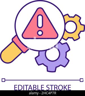 Detecting errors and mistakes in workflow process RGB color icon Stock Vector