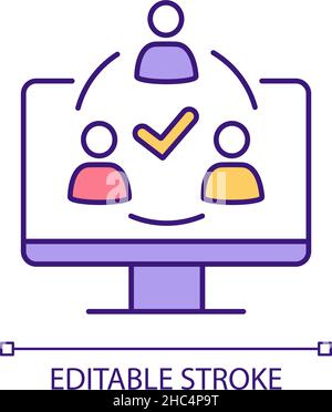 Remote team collaboration RGB color icon Stock Vector