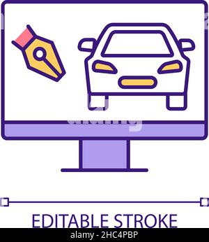 Creating digital replica of automobile RGB color icon Stock Vector