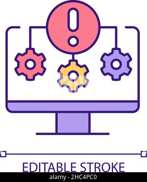 Identifying potential faults in system RGB color icon Stock Vector
