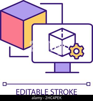 Digital twin in product development RGB color icon Stock Vector