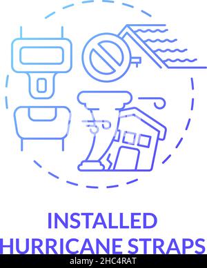 Installed hurricane straps blue gradient concept icon Stock Vector