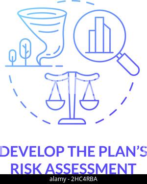 Develop plan risk assessment blue gradient concept icon Stock Vector