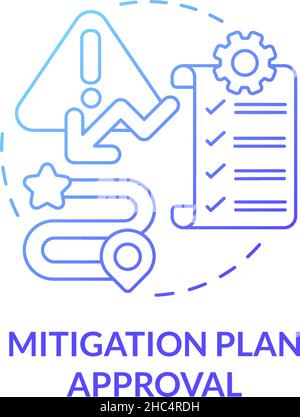 Mitigation plan approval blue gradient concept icon Stock Vector
