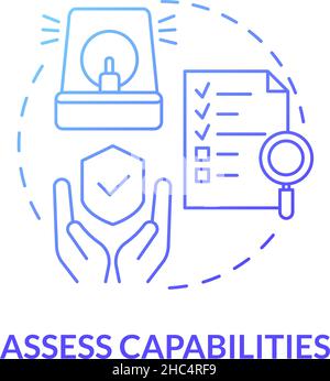 Assess capabilities blue gradient concept icon Stock Vector