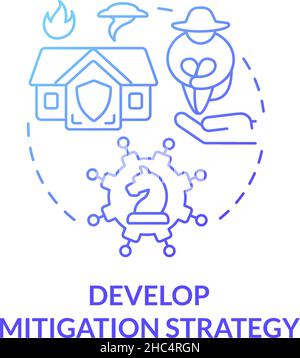 Develop mitigation strategy blue gradient concept icon Stock Vector